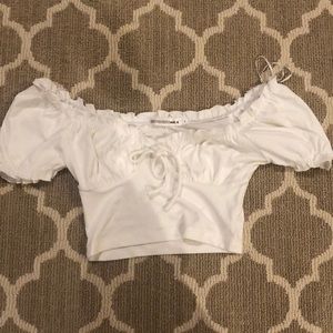 Off the shoulder white crop top